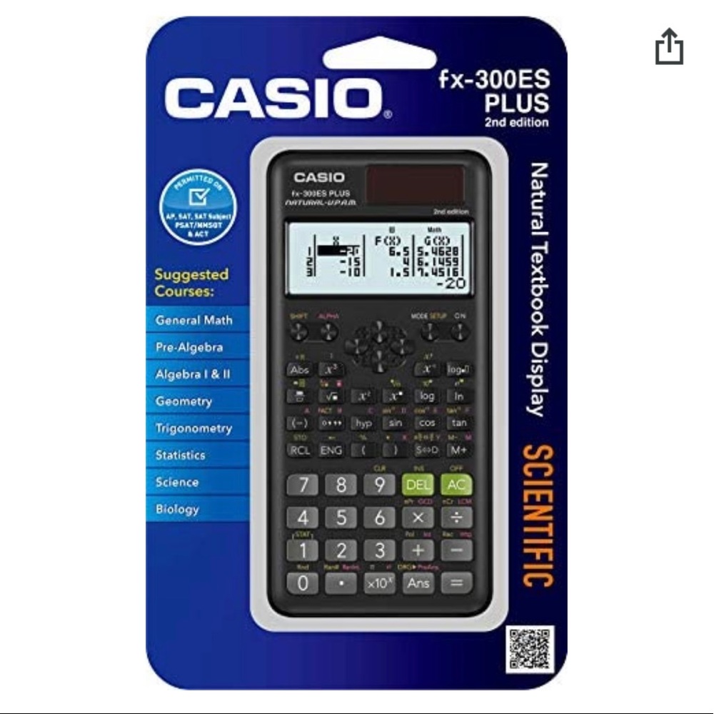 EUC Casio fix-300ESPLUS2 2nd Edition Standard Scientific Calculator In Black